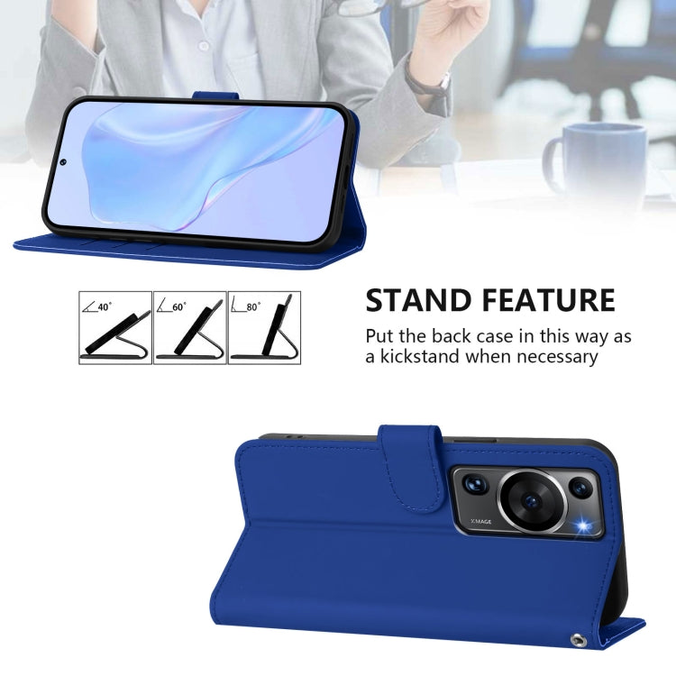 Funda de Piel Sintética con Cordón para Huawei P60/P60 Pro (Azul Oscuro)