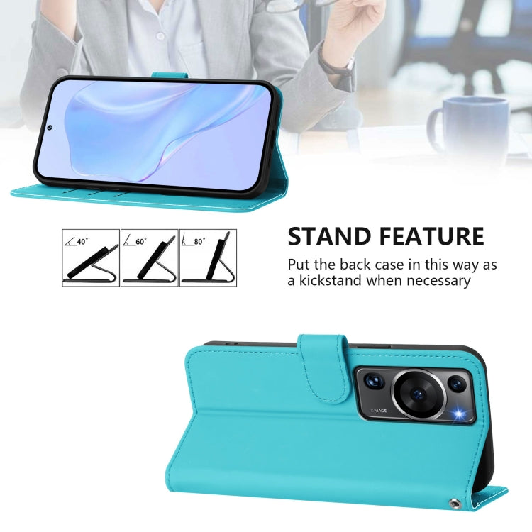 Funda de Piel Sintética con Cordón para Huawei P60 y P60 Pro (Azul Lago)