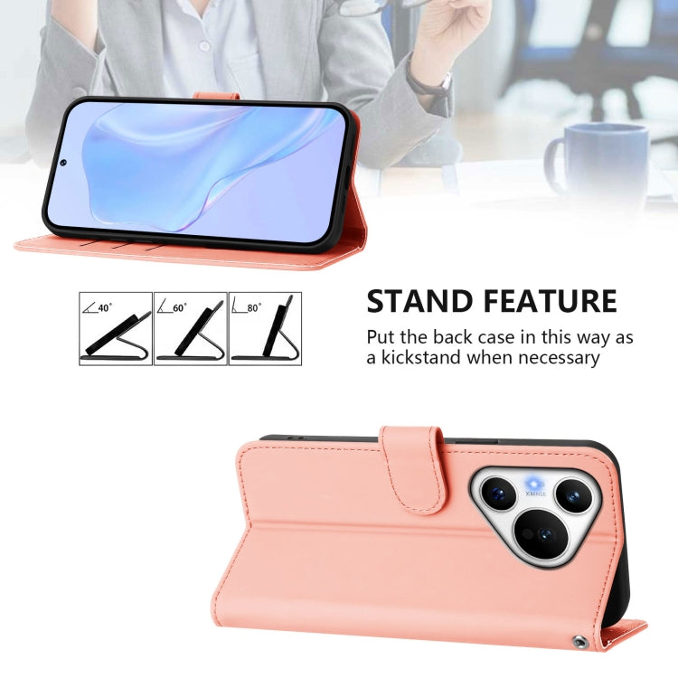 Funda de Piel con Cordón para Teléfono Huawei Pura 70 Skin Feel (Rosa)
