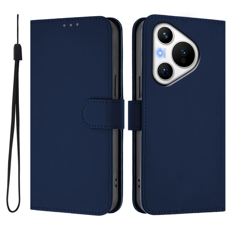 Funda de Piel con Cordón para Teléfono Huawei Pura 70 Skin Feel (Azul Marino)