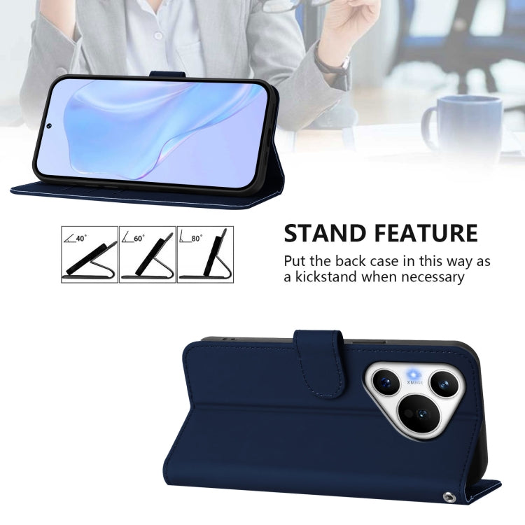 Funda de Piel con Cordón para Teléfono Huawei Pura 70 Skin Feel (Azul Marino)