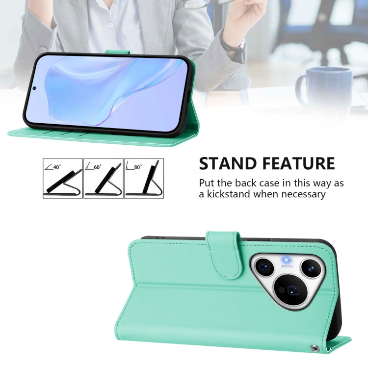 Funda de Piel Sintética con Cordón para Huawei Pura 70 Pro y 70 Pro+ (Verde Menta)