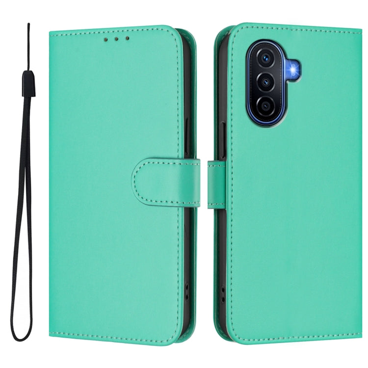 Funda Piel Sintética con Cordón para Huawei Enjoy 50 4G y Nova Y70 Plus (Verde)