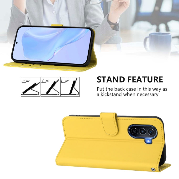 Funda Piel Sintética con Cordón para Huawei Enjoy 50 4G y Nova Y70 Plus (Amarillo Limón)