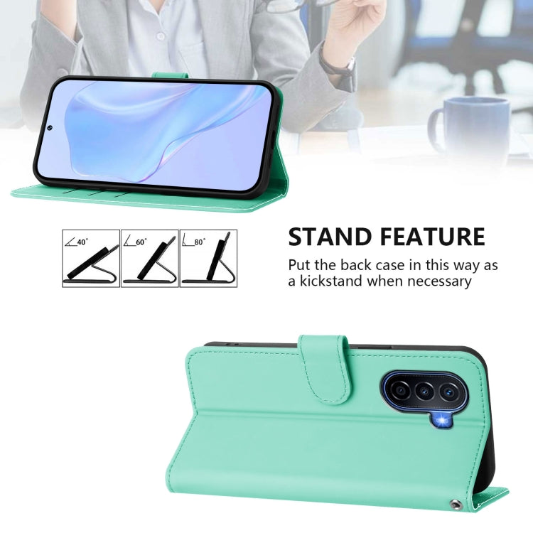 Funda de Piel Sintética con Cordón para Huawei Enjoy 50 4G y Nova Y70 Plus (Verde Menta)