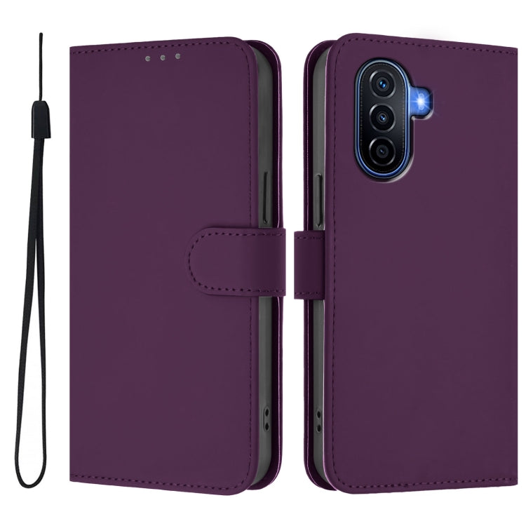 Funda de Piel Sintética con Cordón para Huawei Enjoy 50 4G y Nova Y70 Plus (Violeta)