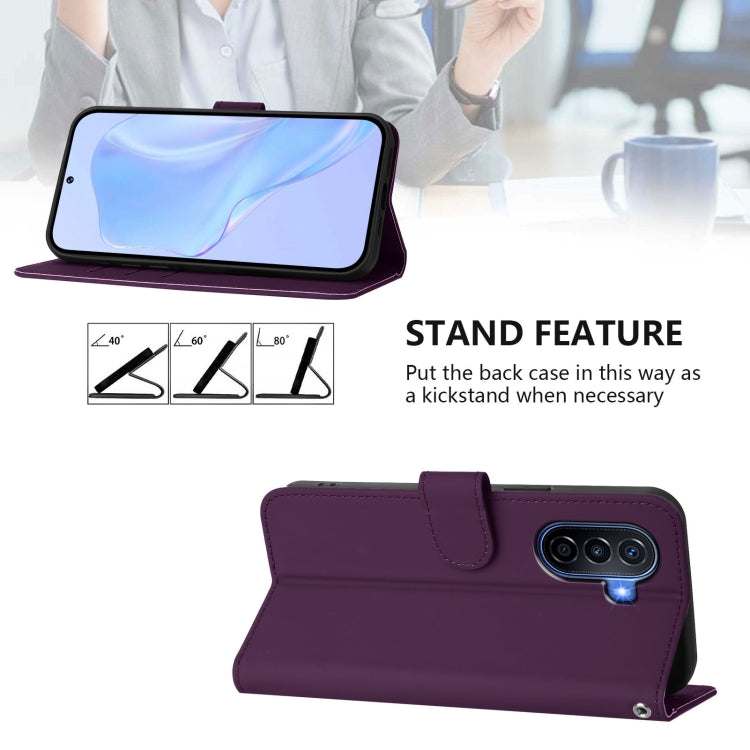 Funda de Piel Sintética con Cordón para Huawei Enjoy 50 4G y Nova Y70 Plus (Violeta)