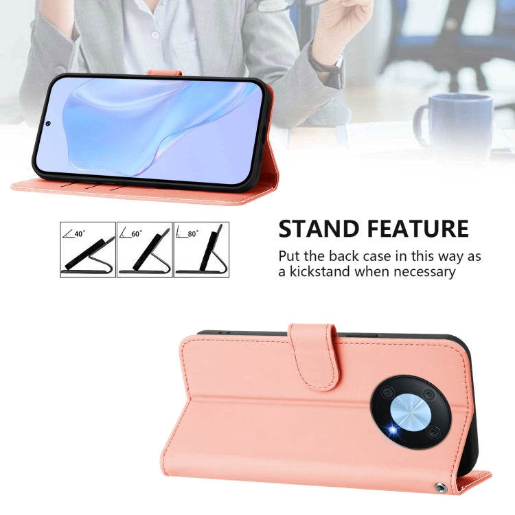 Funda de Piel Sintética con Cordón para Huawei Enjoy 50 Pro 4G y Nova Y90 (Rosa)