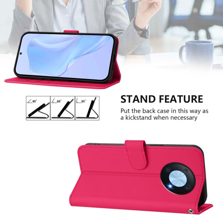 Funda de Piel Sintética con Cordón para Huawei Enjoy 50 Pro 4G/Nova Y90 (Rosa)