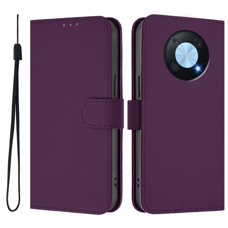 Funda de Piel Sintética con Cordón para Huawei Enjoy 50 Pro 4G y Nova Y90 (Violeta)