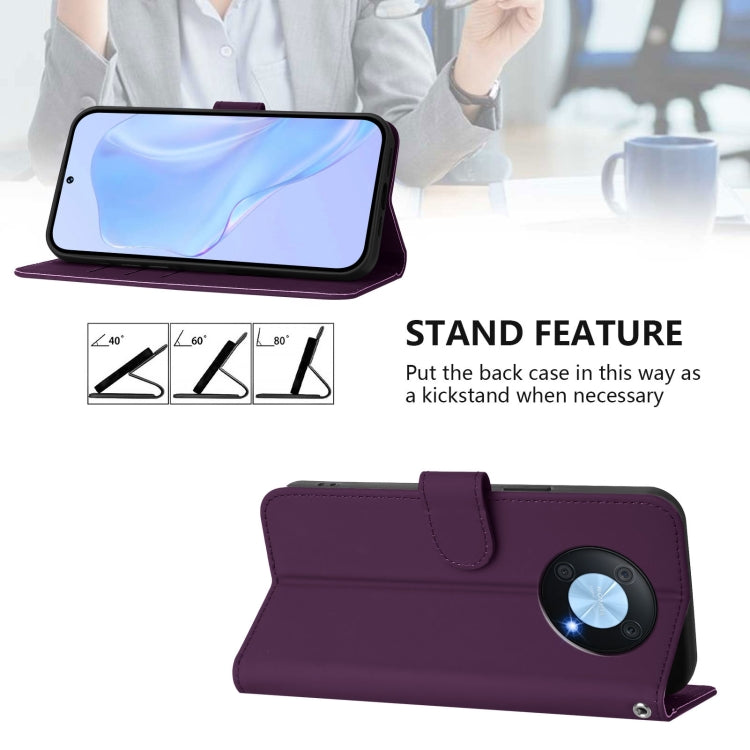 Funda de Piel Sintética con Cordón para Huawei Enjoy 50 Pro 4G y Nova Y90 (Violeta)