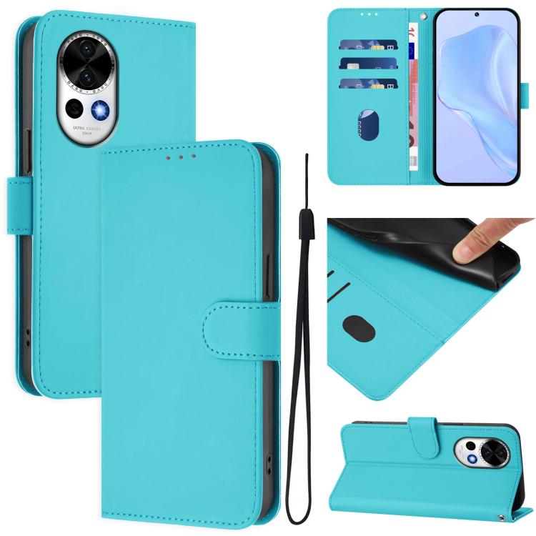 Funda Piel Sintética con Cordón para Huawei Nova 13/Nova 12 (Azul Lago)