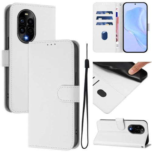 Funda de Piel Sintética con Cordón para Huawei Nova 13 Pro (Blanco)