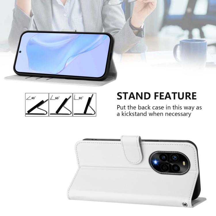 Funda de Piel Sintética con Cordón para Huawei Nova 13 Pro (Blanco)