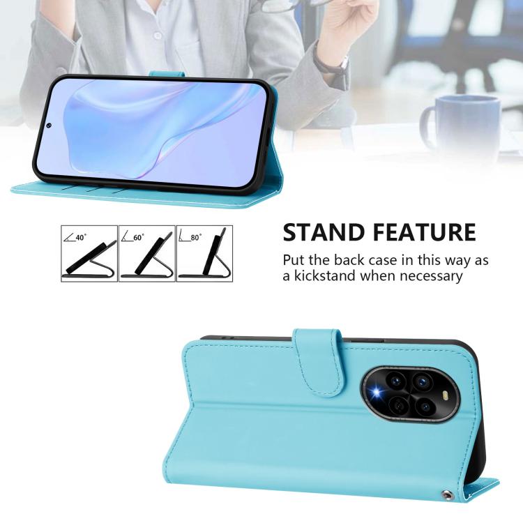 Funda de Piel con Textura para Huawei Nova 13 Pro con Cordón (Azul Cielo)