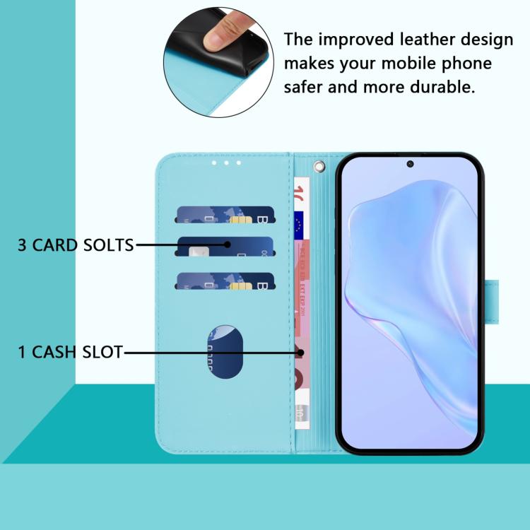 Funda de Piel con Textura para Huawei Nova 13 Pro con Cordón (Azul Cielo)