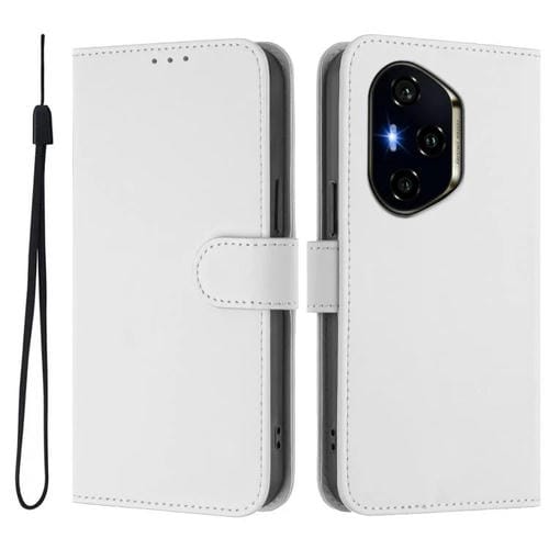 Funda de Cuero con Textura de Piel y Cordón para Honor 300 Pro/300 Ultra (Blanco)