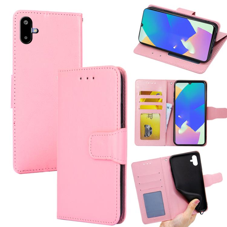 Funda de cuero con textura de cristal para Samsung Galaxy F06 5G (rosa)