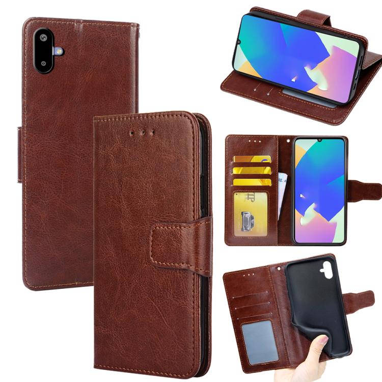 Funda de cuero con textura de cristal para Samsung Galaxy F06 5G (marrón)