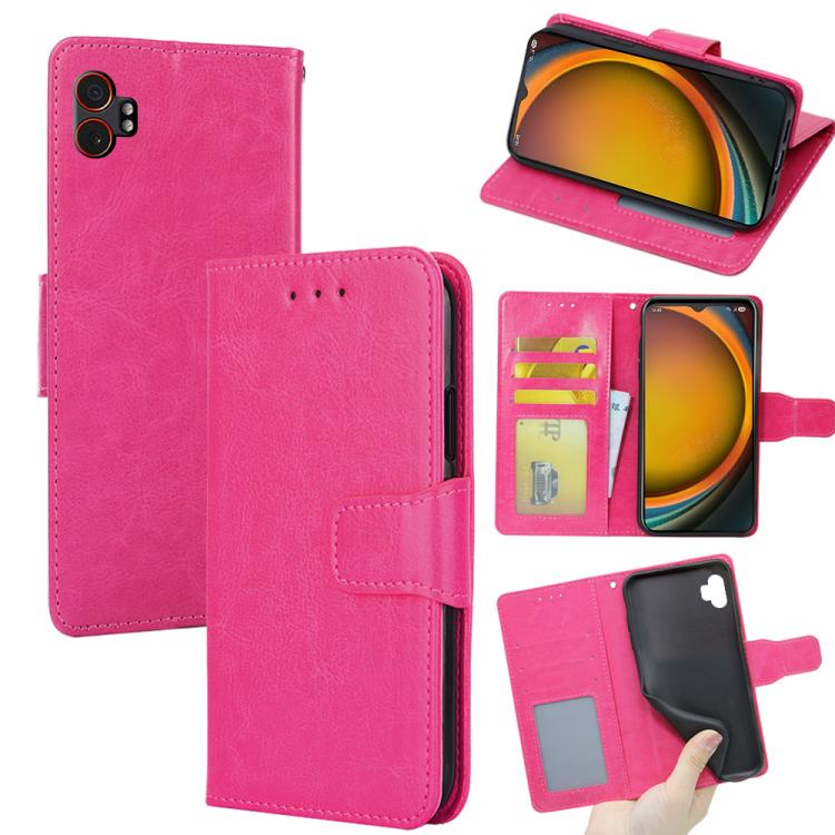 Funda de cuero con textura de cristal para Samsung Galaxy Xcover 7 Pro 5G (rosa)