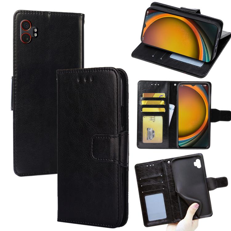 Funda de cuero con textura de cristal para Samsung Galaxy Xcover 7 Pro 5G (negra)