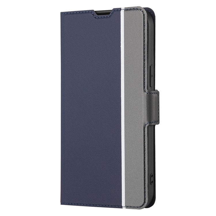 Funda de Cuero Textura de Sarga con Botones Laterales para Kyocera Digno Sx4 5G (Azul)