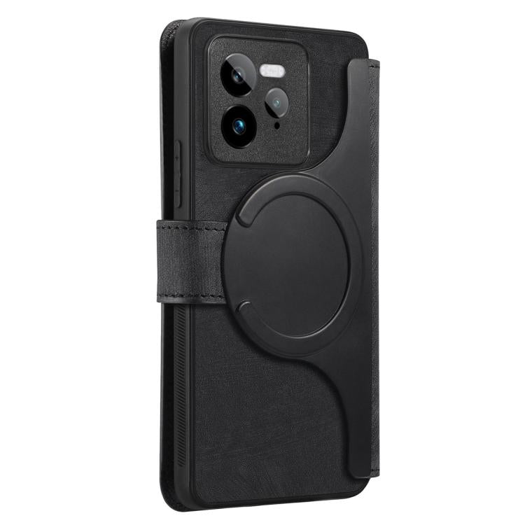 Funda Neo Magsafe Rfid Antirrobo de Cuero Retro para Realme Gt7 Pro (Negra)