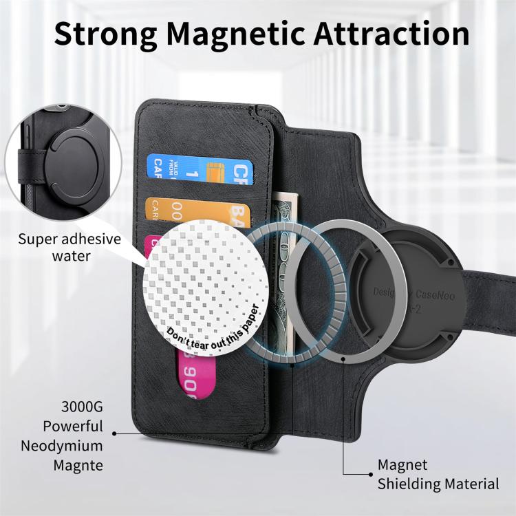 Funda Neo Magsafe Rfid Antirrobo de Cuero Retro para Realme Gt7 Pro (Negra)