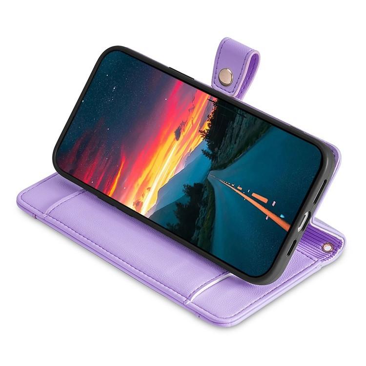 Funda de cuero tipo cartera con cremallera y textura de oveja para Samsung Galaxy F06 5G (morado)