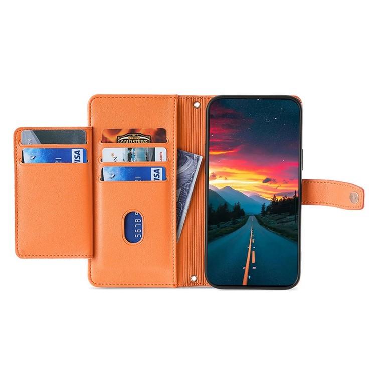Funda de cuero tipo cartera con cremallera y textura de oveja para Samsung Galaxy Xcover 7 Pro 5G (naranja)