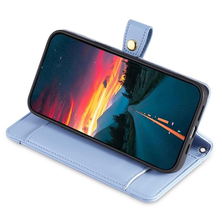 Funda de cuero tipo cartera con cremallera y textura de oveja para Samsung Galaxy Xcover 7 Pro 5G (azul)