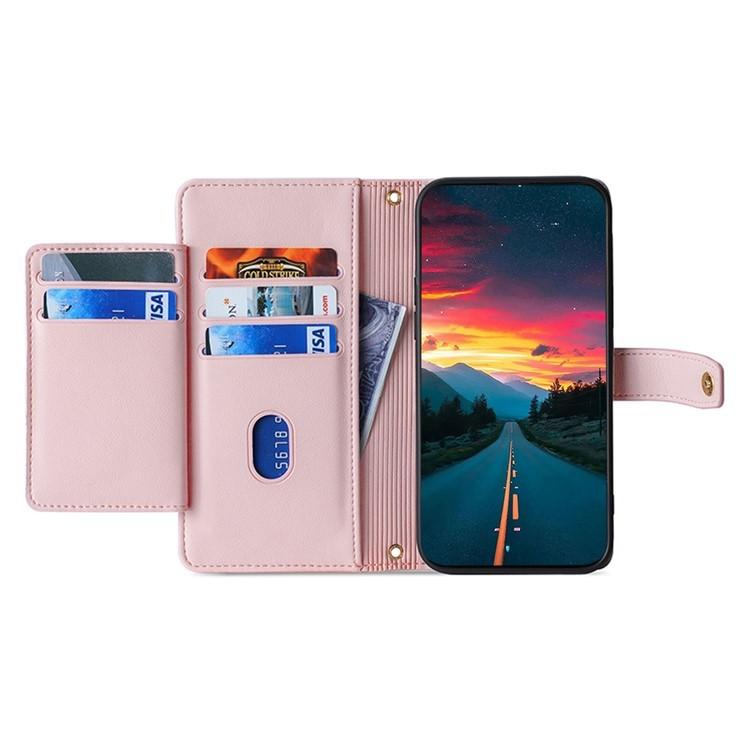 Funda de cuero tipo cartera con cremallera y textura de oveja para Samsung Galaxy Xcover 7 Pro 5G (rosa)