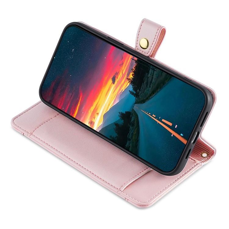 Funda de cuero tipo cartera con cremallera y textura de oveja para Samsung Galaxy Xcover 7 Pro 5G (rosa)