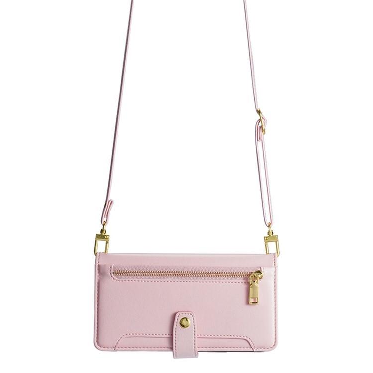 Funda de cuero tipo cartera con cremallera y textura de oveja para Samsung Galaxy Xcover 7 Pro 5G (rosa)