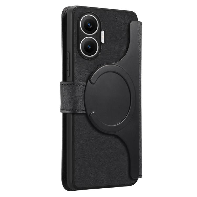 Funda Neo MagSafe RFID antirrobo de cuero retro para Redmi Turbo 4 Pro / Poco F7 (negra)