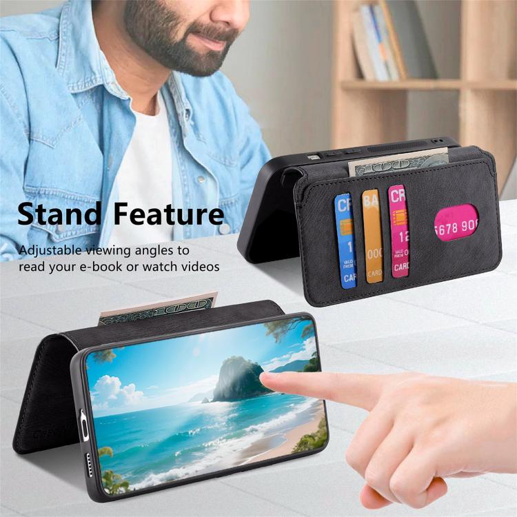 Funda Neo MagSafe RFID antirrobo de cuero retro para Redmi Turbo 4 Pro / Poco F7 (negra)