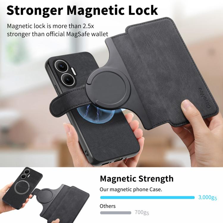 Funda Neo MagSafe RFID antirrobo de cuero retro para Redmi Turbo 4 Pro / Poco F7 (negra)
