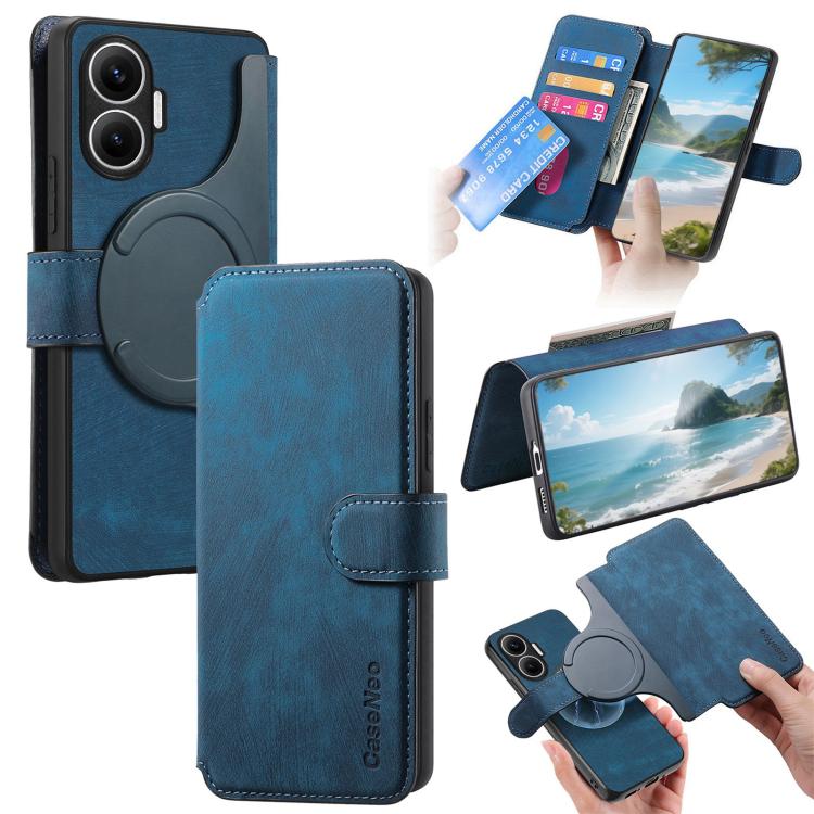 Funda Neo MagSafe RFID antirrobo de cuero retro para Redmi Turbo 4 Pro / Poco F7 (azul)