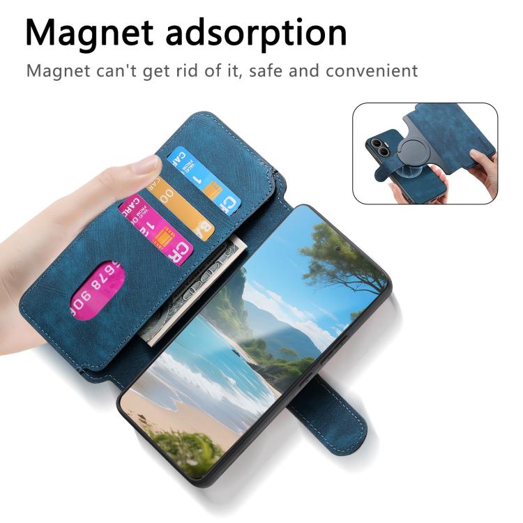 Funda Neo MagSafe RFID antirrobo de cuero retro para Redmi Turbo 4 Pro / Poco F7 (azul)