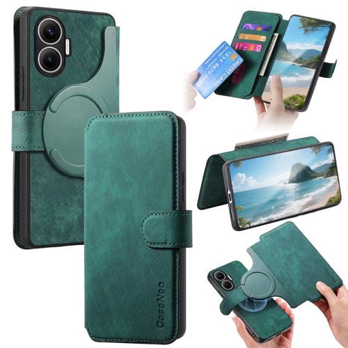 Funda Neo MagSafe RFID antirrobo de cuero retro para Redmi Turbo 4 Pro / Poco F7 (verde)