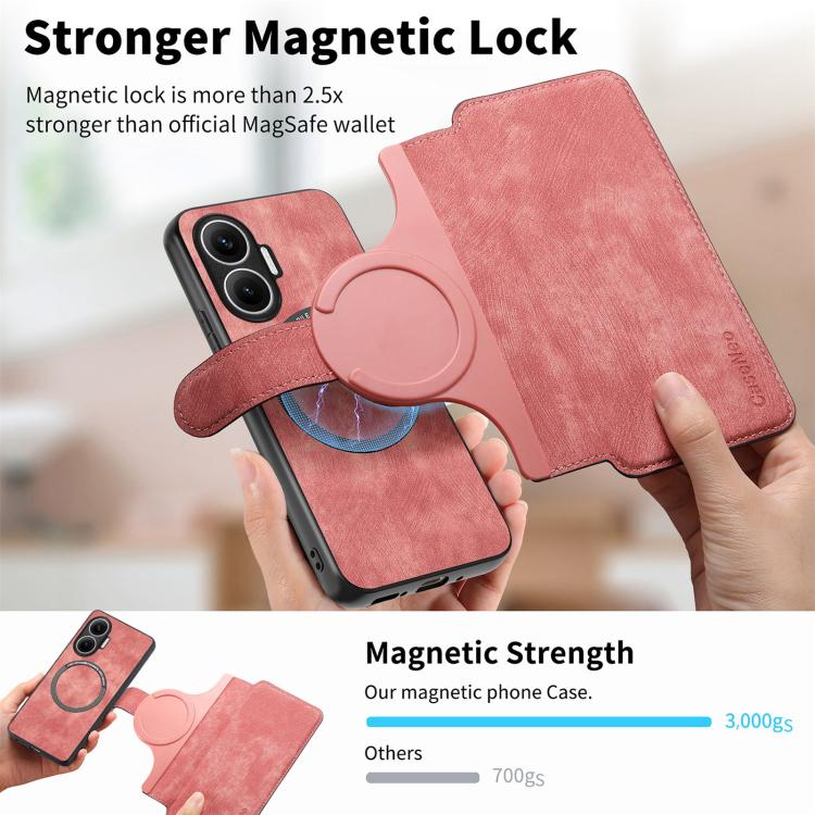 Funda Neo MagSafe RFID antirrobo de cuero retro para Redmi Turbo 4 Pro / Poco F7 (rosa)