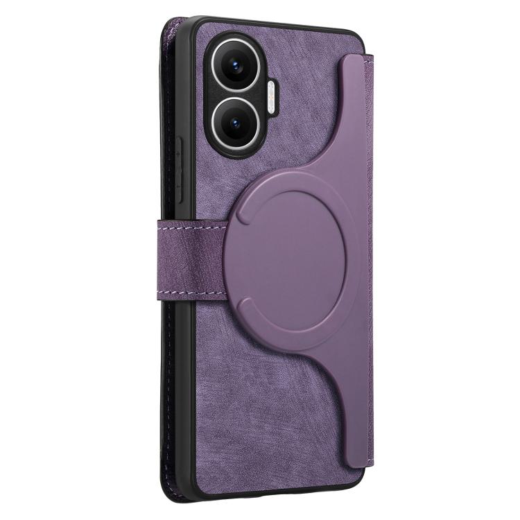 Funda Neo MagSafe RFID antirrobo de cuero retro para Redmi Turbo 4 Pro / Poco F7 (morada)