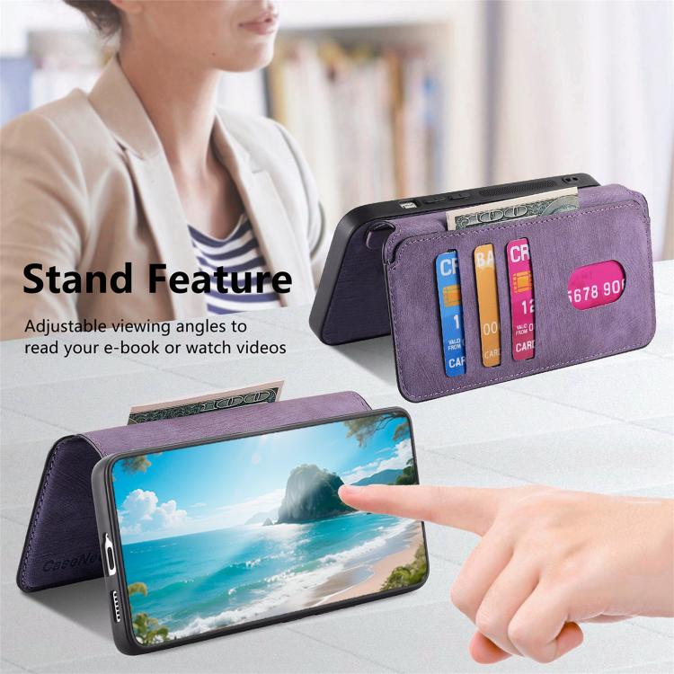 Funda Neo MagSafe RFID antirrobo de cuero retro para Redmi Turbo 4 Pro / Poco F7 (morada)