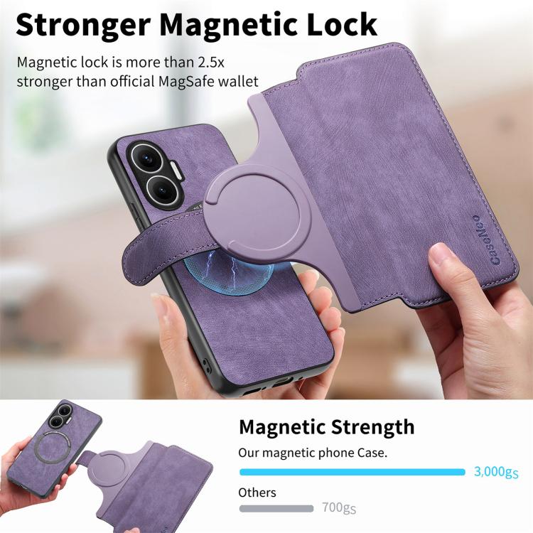 Funda Neo MagSafe RFID antirrobo de cuero retro para Redmi Turbo 4 Pro / Poco F7 (morada)