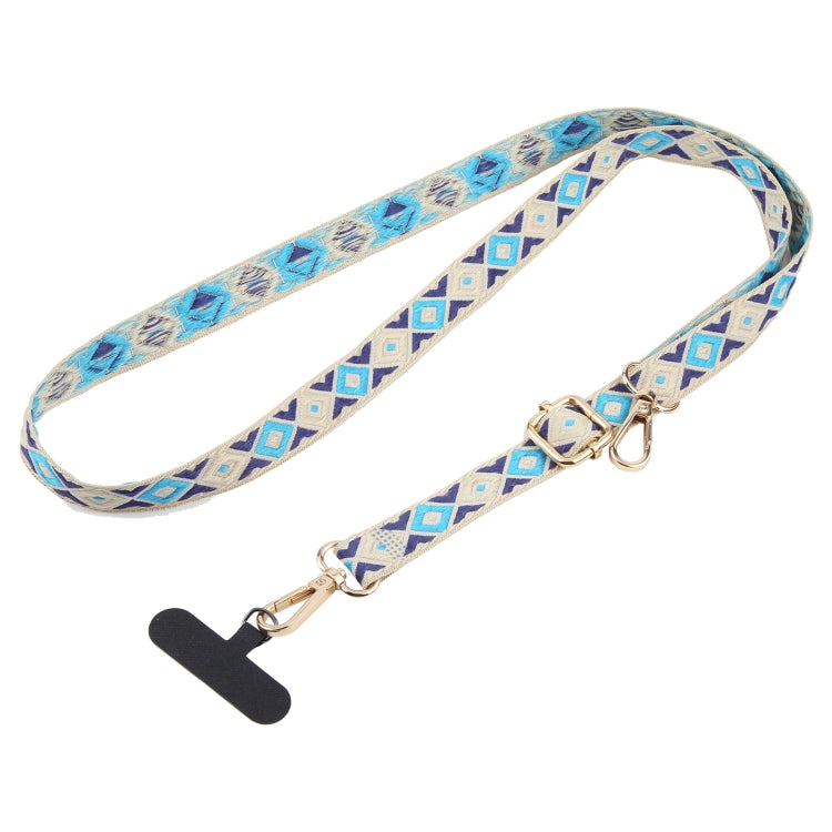 Cordón cruzado para teléfono móvil estilo étnico retro antipérdida (Azul)