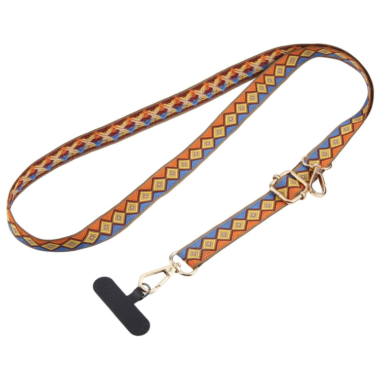 Cordón para Teléfono Móvil Estilo Étnico Retro Cruzado Antipérdida (Naranja y Azul)