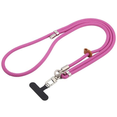 Cordón para cuello ajustable antipérdida con hebilla plateada 8mm para teléfono móvil (Rosa y Morado)