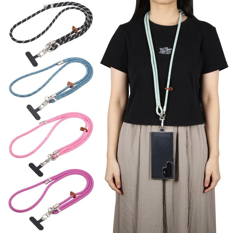 Cordón para cuello ajustable antipérdida con hebilla plateada 8mm para teléfono móvil (Negro y Gris)