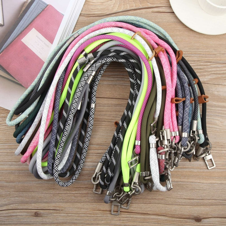 Cordón para cuello ajustable antipérdida con hebilla plateada 8mm para teléfono móvil (Sarga blanca y negra)