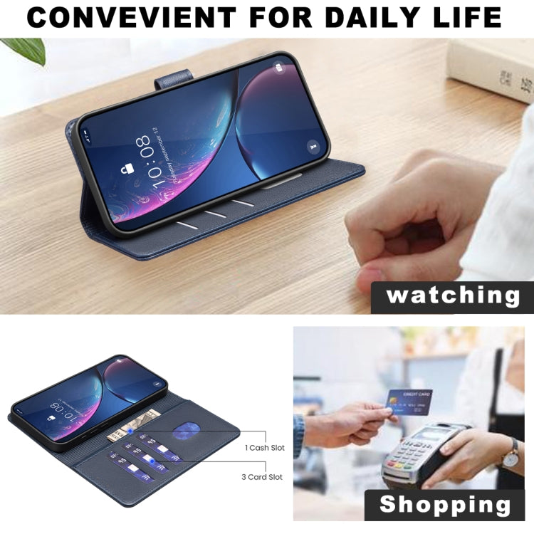 Funda de Cuero Antirrobo con Textura de Lichi Rfid para Tecno Pova 6 Neo 5G y Spark 30 5G (Azul)